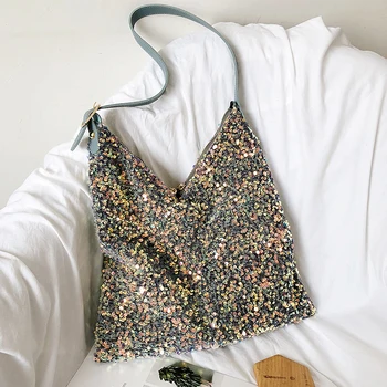 

NEW French Design Fashion Sequin Bucket Bag & Elegant Tote Bag Handbag Shoulder Bag Width 36cm Height 38cm Thickness 2cm