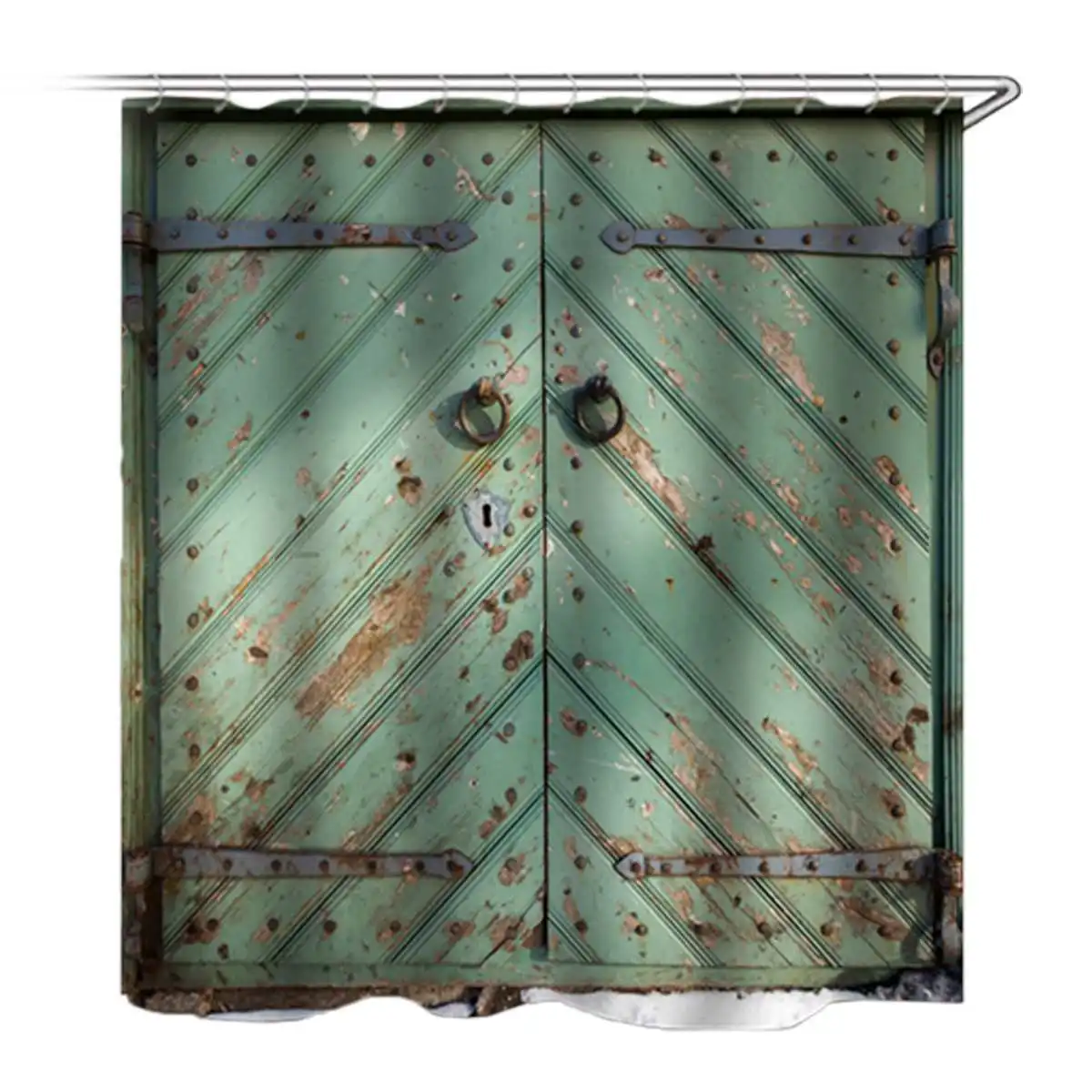 Ретро Старый деревянный душ с дверью занавес набор ковриков для ванной шторы для ванной из водонепроницаемой ткани занавес набор ковров крышка унитаза домашний декор - Цвет: Curtain