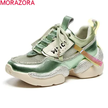 

MORAZORA 2020 New Brand fashion women sneakers high quality comfortable causal laides shoes simple lace up green beige shoes