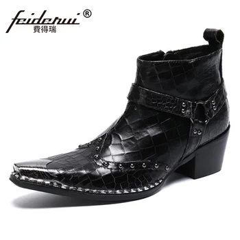

Fashion Man Metal Toe High-Top Outdoor Motorcycle Shoes Genuine Leather Punk Rocker Men's Handmade Riding Ankle Boots SL725
