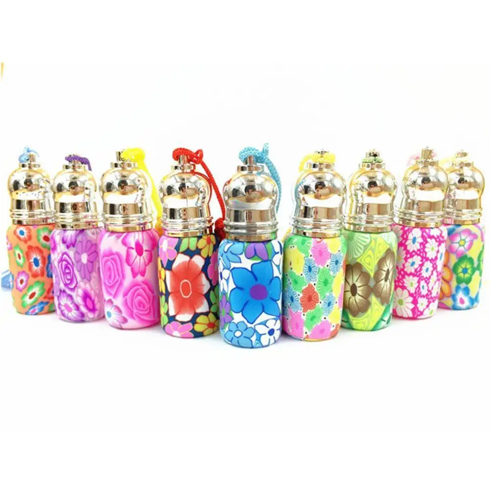 

6ml Empty Vintage Mini Glass Perfume Essential Oil Bottle Flower Roll On Roller