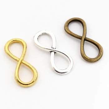 

32x13mm 10pcs Antique Silver Plated Bronze and Gold Colors Plated 8 Infinity Handmade Charms Pendant:DIY for bracelet necklace