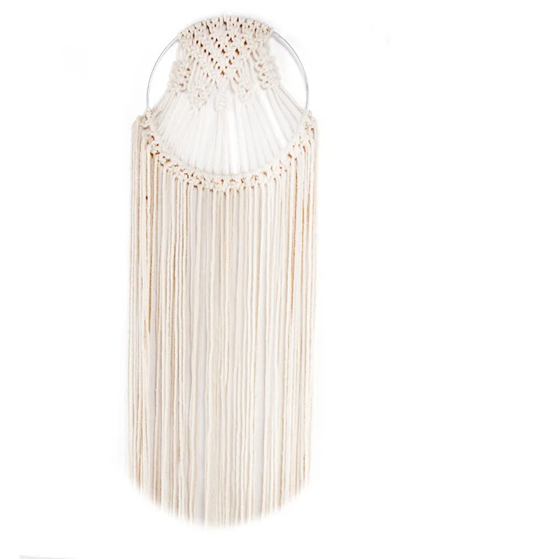 Horticulture Flowerpot String Bag Hand-woven Natural Thin Cotton Rope String Bag Basket Meat Plant Lanyard Wooden Stick Tapestry