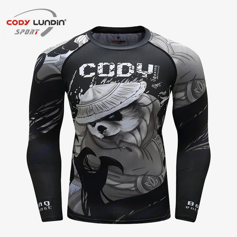 Skup Bjj Gi Rashguard Jiu Jusit MMA koszulka męska z długim rękawem oddychająca Muay Thai koszule odzież MMA kompresja 3D koszulki bokserskie