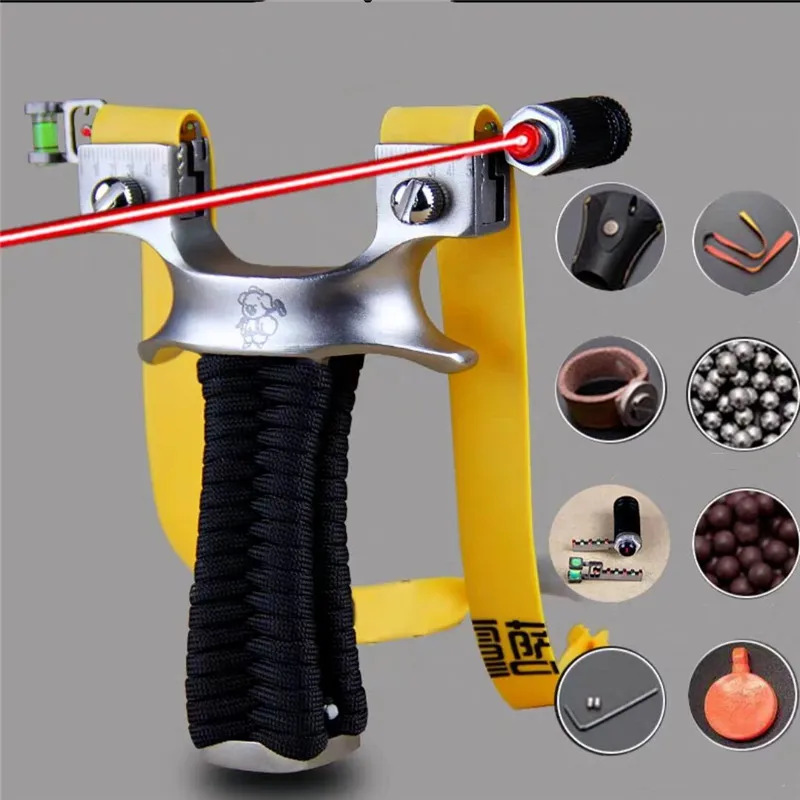 

Big Power Stainless Steel Slingshot Rubber Band Catapult Bow Professional Hunting Accessories Ammo Bag Outdoor Shooting Practice