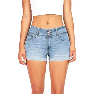 Shorts Women's Short  Low Waisted Washed Solid Short Mini Jeans Shorts Polyester Jean Shorts Women Summer