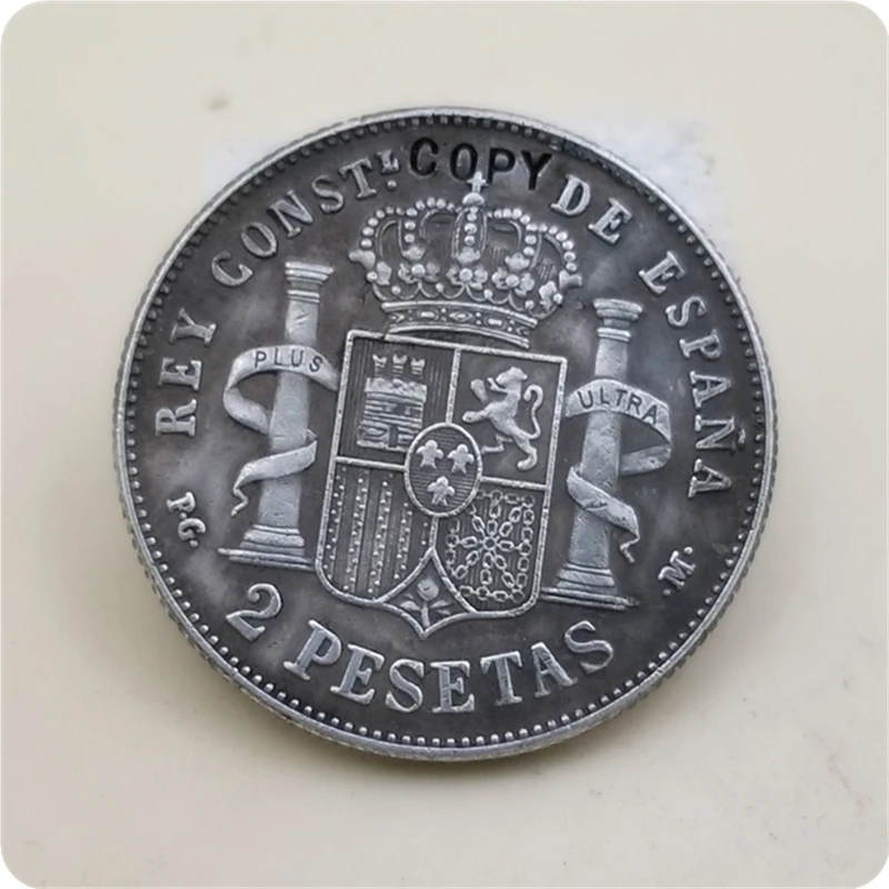 1891 Испания 2 Pesetas-Alfonso XIII(1-й портрет) Имитация монеты