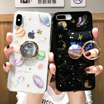 

Sinocom Handa Ring Epoxy Phone Case For iPhone 11 Pro Max XR XS Max 6 6S 7 8 Plus X Planet Star Transparent TPU Back Cover Cases
