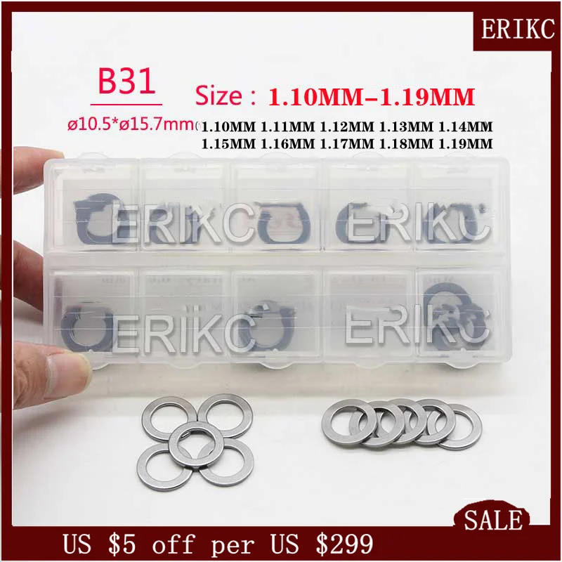 

ERIKC B31 SIZE 1.10 MM-1.19MM Injector Calibration Shims Kit 1.12MM 1.14MM 1.15MM 1.16MM 1.17MM 1.18MM 1.19MM 30 PCS /Box