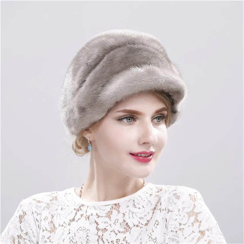 Большие натуральные женские шапки из меха норки русские шапки ушанка Зимняя Толстая теплая Модная шапка-бомбер с ушками женская меховая шапка