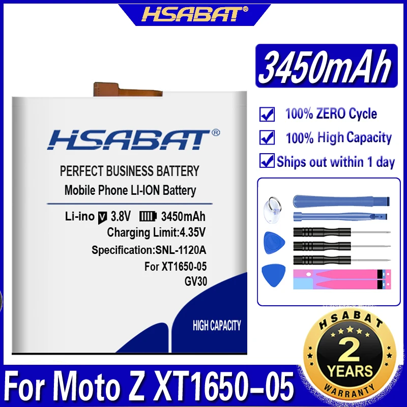 HSABAT 3450mAh GV30 Аккумулятор для Motorola Moto Z XT1650 05 GV40 01|Аккумуляторы мобильных телефонов| |