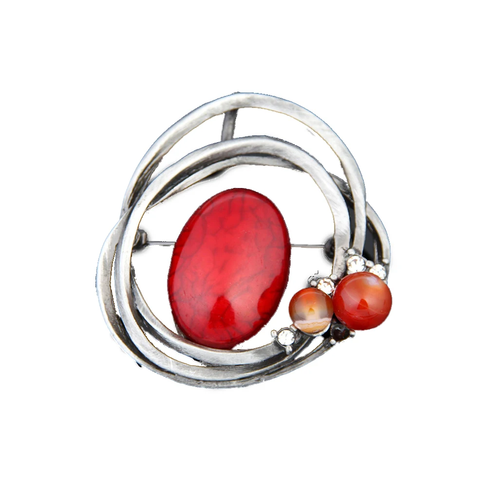 

JUJIE Vintage Resin Round Brooches For Women Flower Brooch Pin Fashion Dress Coat Accessories Lapel pin Jewelry