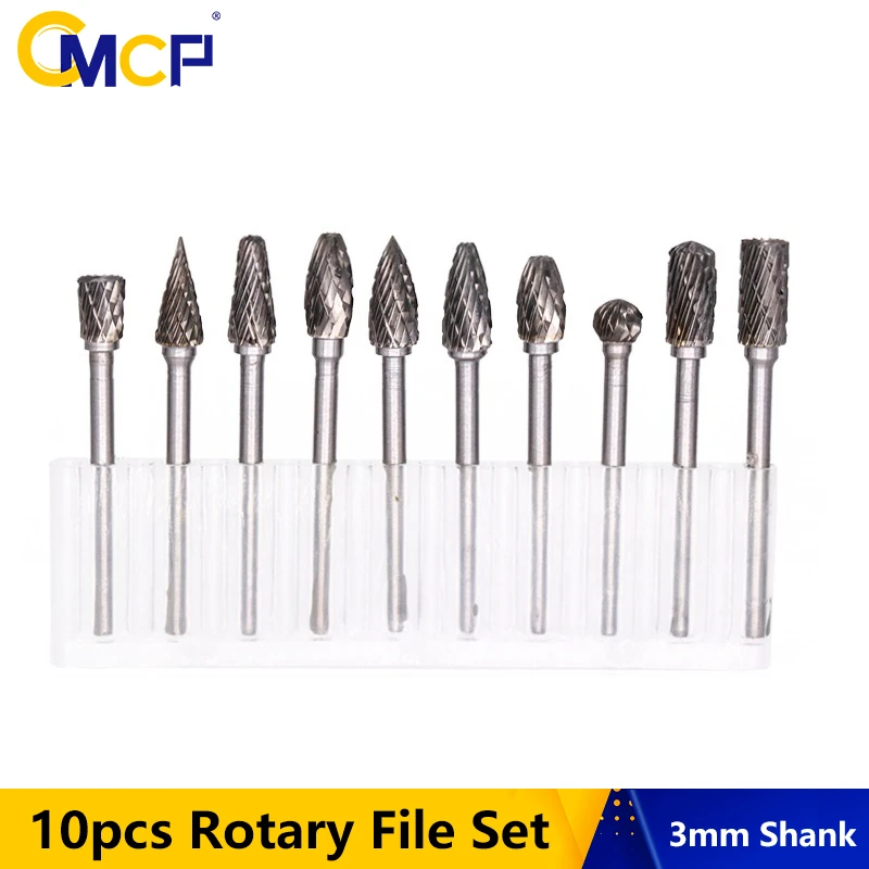 10PCS 3 x 6 mm Tungsten Steel Carbide Burrs Rotary Cutter Files Engraving Tool
