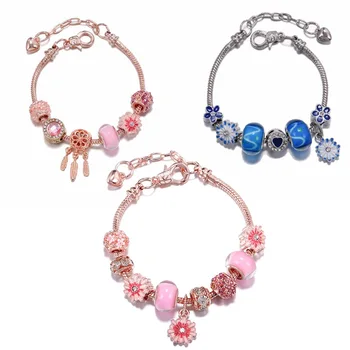 

European and American fresh girl Bracelet Gold Dream catching gradual oil drop flower bracelet fashion new style