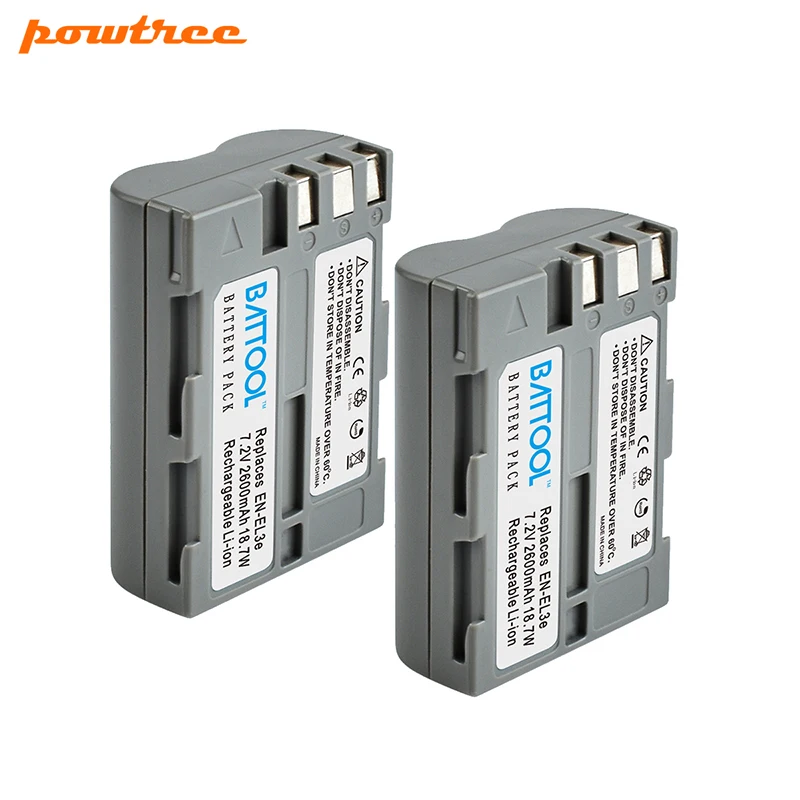 2 battery BATTOOL Камера Батарея+ ЖК-дисплей Зарядное устройство 2.0Ah EN-EL3e RU EL3e EL3a ENEL3e для Nikon D300S D300 D100 D200 D700 D70S D80 D90 D50 - Цвет: 2 battery