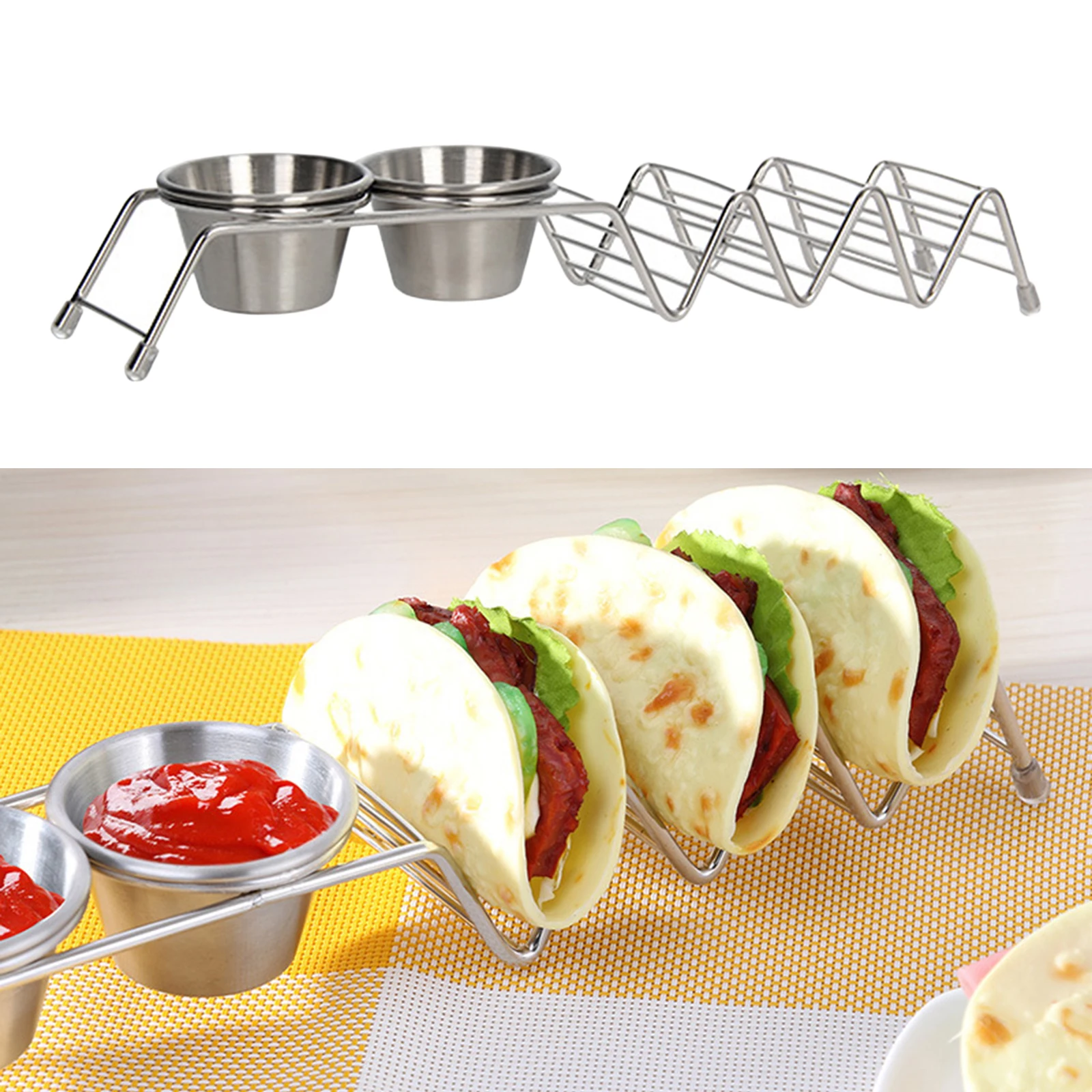 Stainless Steel Taco Holder Tray Mexican Pancake Plate Stand Rack for Oven Grill Mexican Food Rack Stand Kitchen Cooking Tool