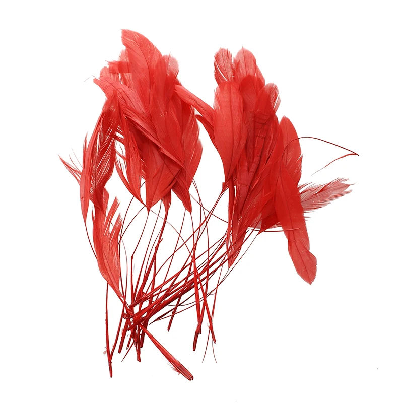 

30pcs Dyed Rooster Cock Shell Feather 4.3 - 7.5 Inch Red