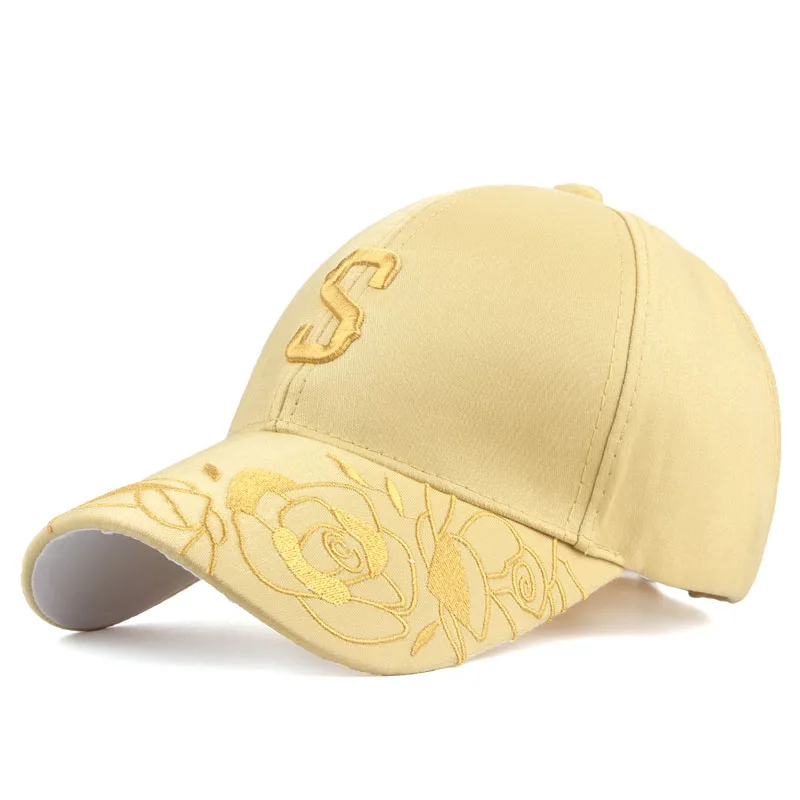 [YARBUU] новые брендовые бейсбольные кепки женские цветочные головной убор с вышивкой регулируемые повседневные бейсболки кепки с буквами - Цвет: yellow