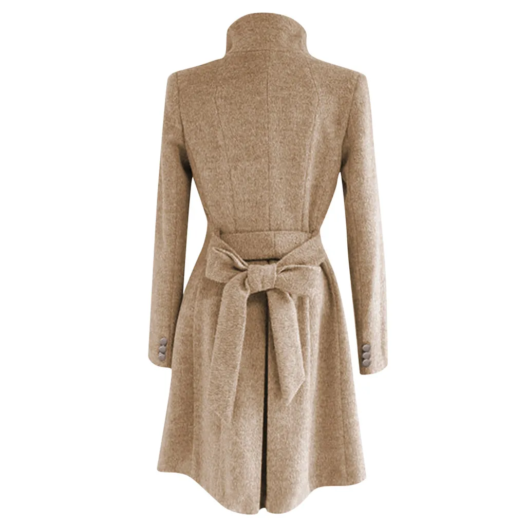 Женское зимнее шерстяное пальто с лацканами, Тренч, куртка с длинным рукавом, верхняя одежда, Прямая поставка, размеры, одежда для отдыха и работы