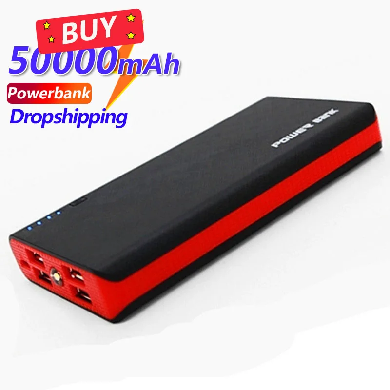 Power Bank 50000mAh Portable External Battery Charger LED Light 4 USB Outdoor Office Fast Charging for IPhone Xiaomi Samsung | Мобильные