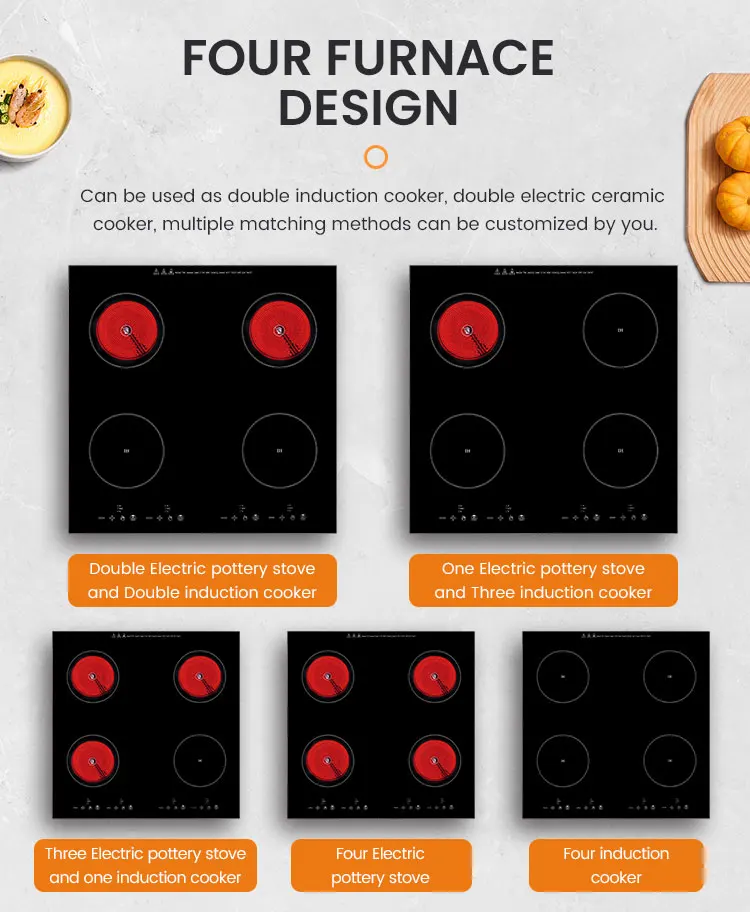 AC220-240V 4 Heads Cooker Induction Cooktop 220V 2000W*4 Waterproof Infrared Cooker Commercial Induction Stove Induction Cookers 5