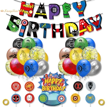 

Super Hero Black Panther Confetti Latex Balloons Theme Balloon Hero Birthday Party Decoration Kids Toys Air Globos Boy Supplies