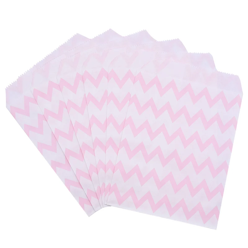 25 шт. разноцветные крафт-бумажные пакеты для конфет с нашивками в горошек, вечерние подарочные пакеты для печенья, Свадебные Рождественские принадлежности - Цвет: Chevron Light pink
