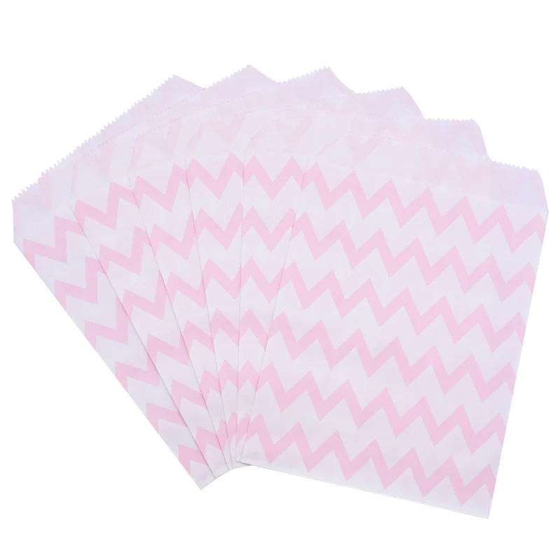Chevron Light pink 25 шт. разноцветные крафт-бумажные пакеты для конфет с нашивками в горошек, вечерние подарочные пакеты для печенья, Свадебные Рождественские принадлежности - Цвет: Chevron Light pink