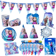 

Disney Frozen Theme Party Disposable Tableware Snow Princess Set Napkin Tablecloth Straws Party Decorations Kids Favor Supplies
