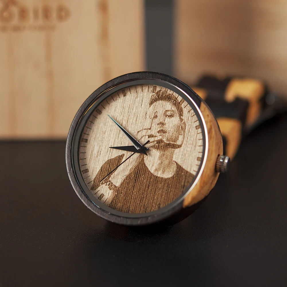 Personality Engraving Customize Watch Men BOBO BIRD Customers Photos Customization Wooden Watches Gift for Him fo reloj mujer