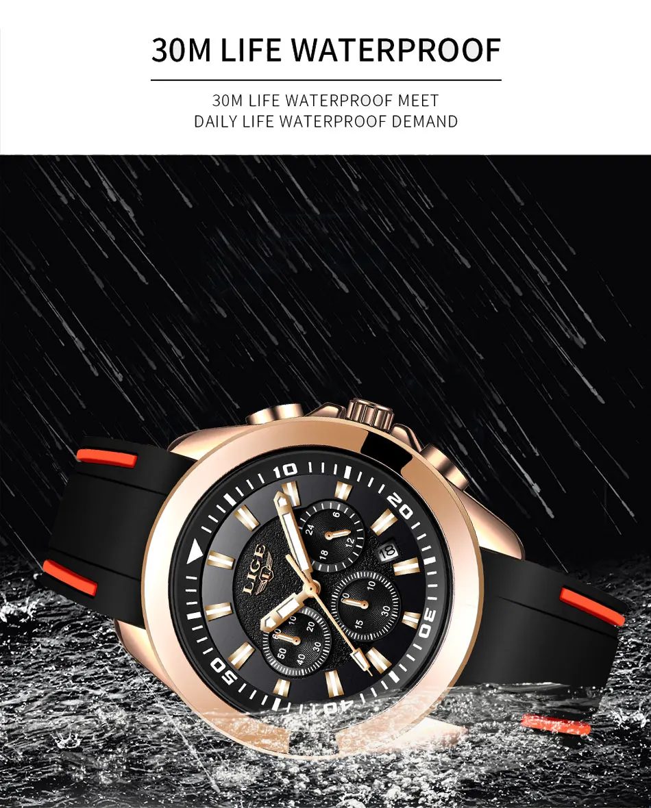 Relogio Masculino LIGE New Mens Watches Top Luxury Brand Men Unique Sports Watch Men's Quartz Date Clock Waterproof Wrist Watch