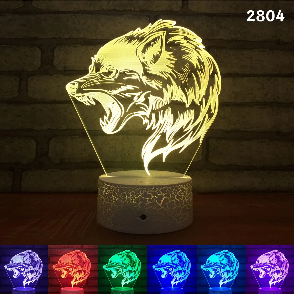 

Wolf 3d Lamp Colorful Touch Remote Desk Table Lamp Living Room LED 3d Nightlight 7 Color Changing Bluetooth speaker Music Lamp