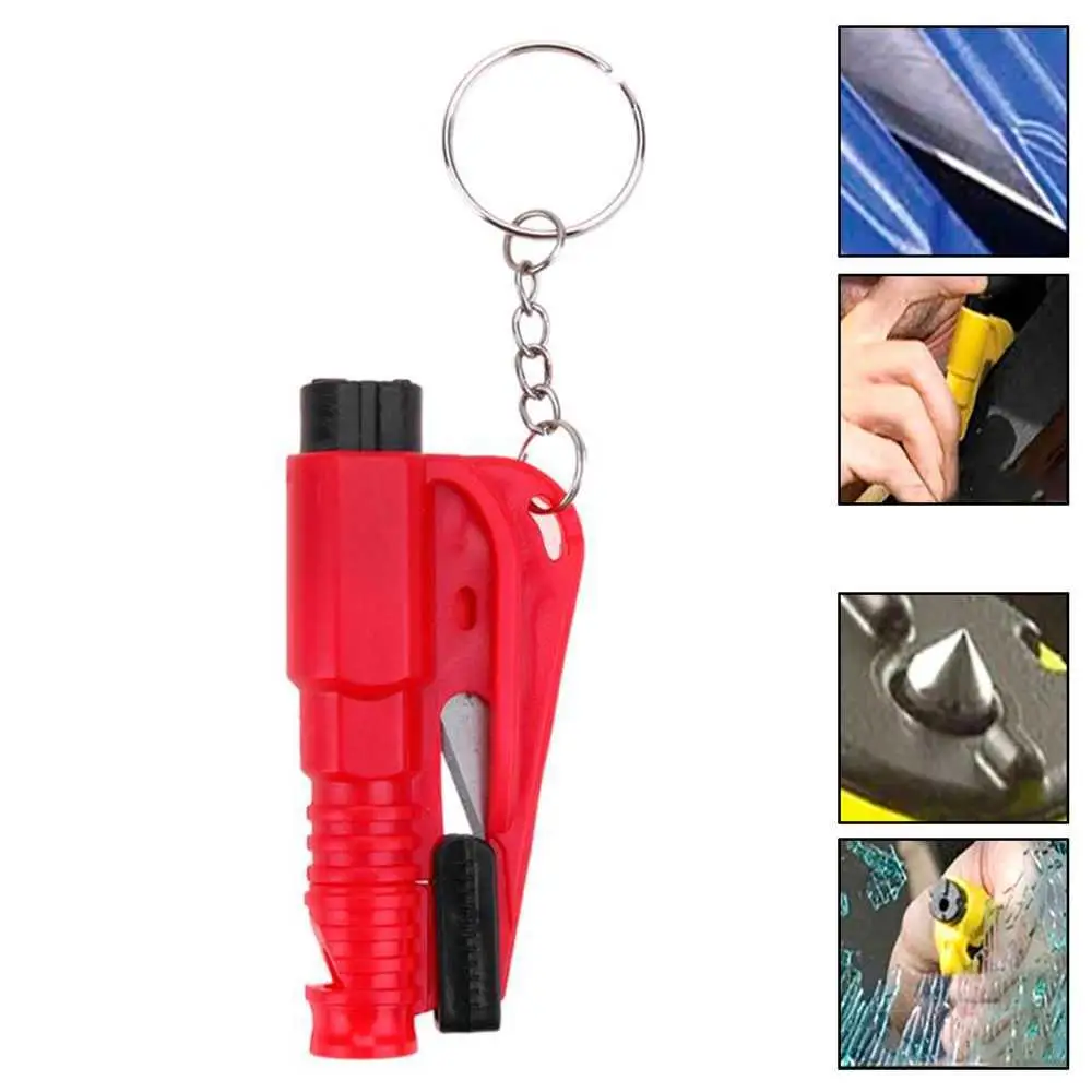 Mini interruptor de ventana con punta cónica de autodefensa, cadena de llave de protección, martillo de seguridad de coche, silbato de Escape, 1 Uds.