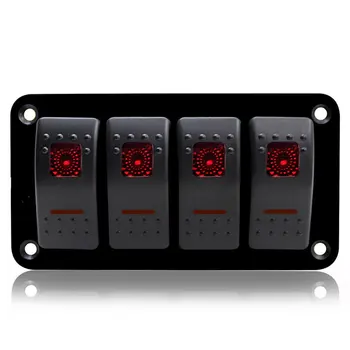 

Innovation 4 Gang Car Marine Boat Caravan LED Switch Panel Breaker Professional Rocker Switch Control Panel Waterproof Circuit