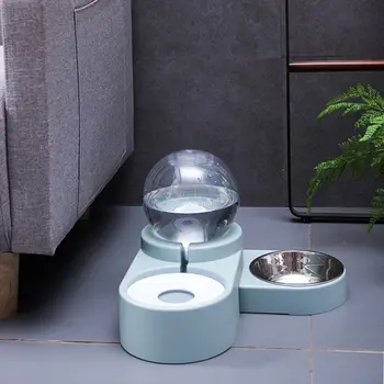 

Automatic Cat Feeder and Water Dispenser in Set with Slicker Brush Gift