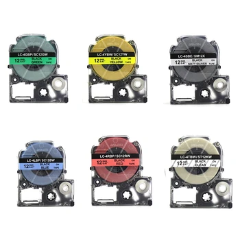 

6Pcs ST12KW SS12KW Combo Set 12Mm Cassette Refills for Epson LabelWorks LC-4WBN9 LW-300 LW-500 LW-700 Label Maker