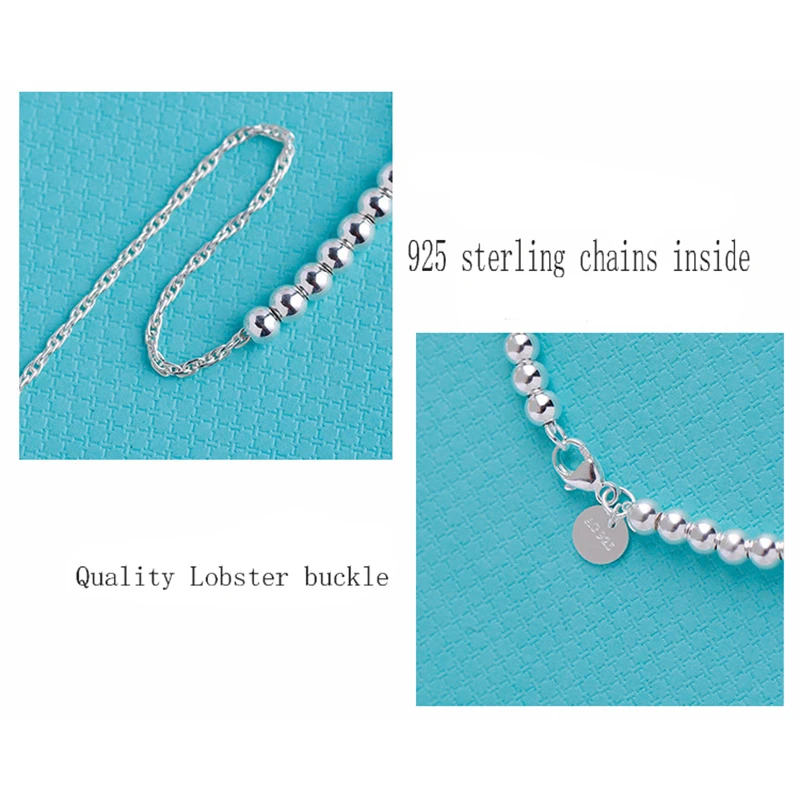 Günstig Hohe poliert 925 sterling silber perlen strang charme armband für frauen mädchen liebhaber Beste geschenk edlen schmuck heißer verkauf