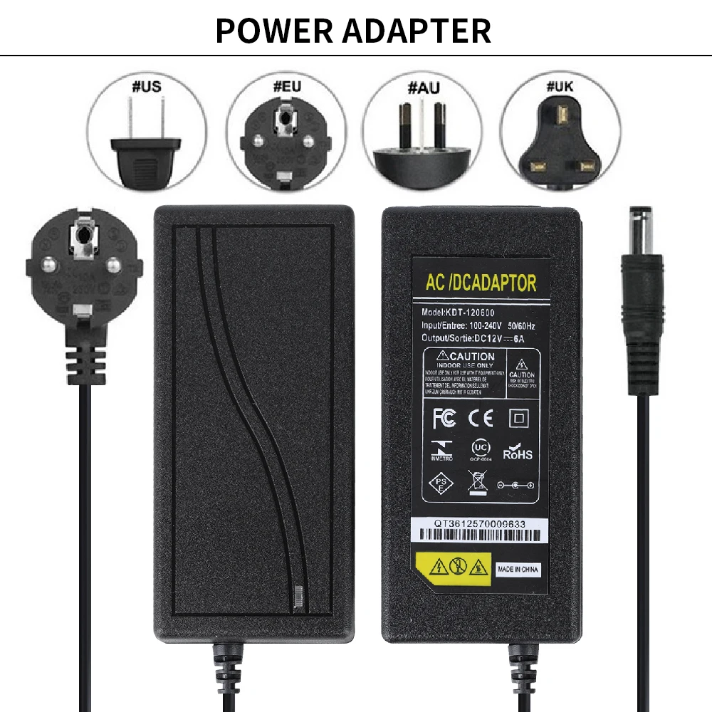 DIDIHOU DC 12 В адаптер питания зарядное устройство 1A 2A 3A 4A 5A 6A 8A 10A 5050/3528 Светодиодная лента AU US UK EU вилка