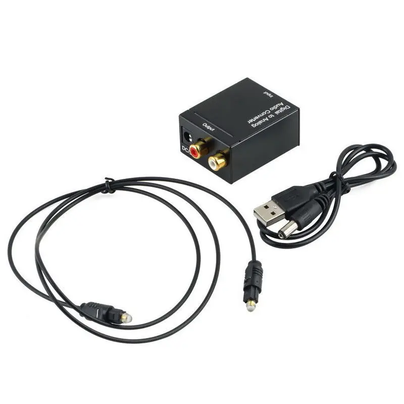 Цифровой оптический Toslink SPDIF коаксиальный в аналоговый RCA аудио конвертер адаптер с волоконным кабелем