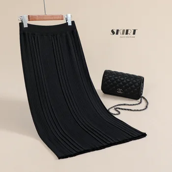 

Bornladies 2020 Autumn New Slim Striped Mercerised Cotton Knitted Mid-Length Hip Skirt Skirt