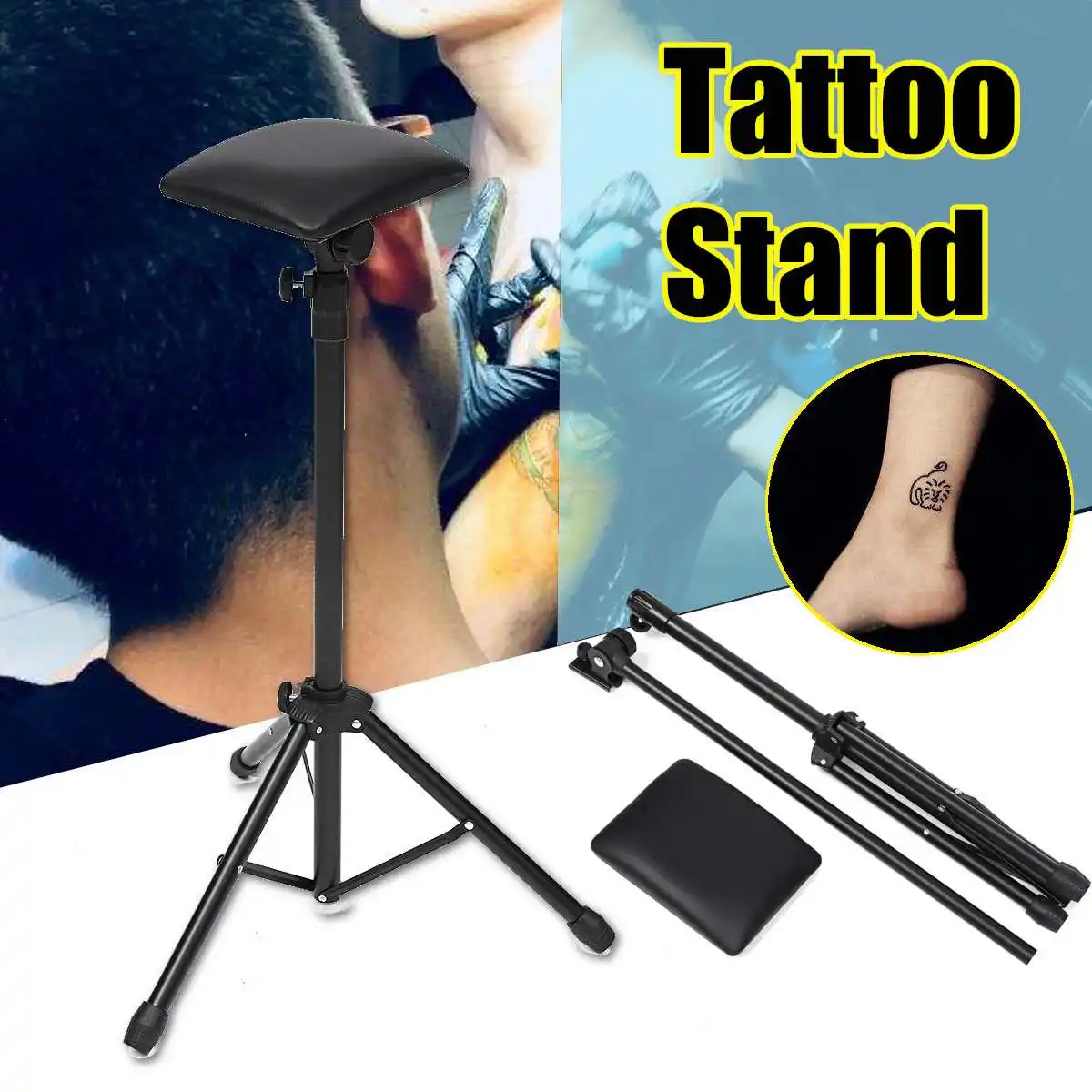 

65-115cm Adjustable Height Tattoo Stand DIY Tattoo Arm Leg Rest Studio Armrest Pad Tripod Stand Tools Tattoo Accessories