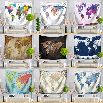 

Creative Map Printed Tapestry Beach Towel Sitting Blanket Home Decoration Yoga Multifunction Mat