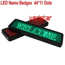 Красный цвет зеленый цвет светодиодный значок имя прокручивающийся экран сообщение знак 44x11 точек перезаряжаемый светодиодный ярлык имя для события