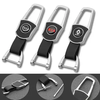 

Metal+Leather Car Keychain Key Chain Car Interior For Peugeot Jeep Cadillac Lada Chevrolet Mitsubishi Skoda Volvo Subaru Lexus