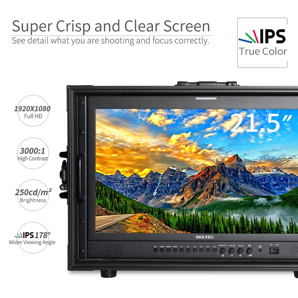 Seetec 4K215-9HSD-192-CO 21.5" IPS Full HD 1920x1080 Carry-on Broadcast Monitor with 3G-SDI HDMI AV YPbPr Director Suitcase