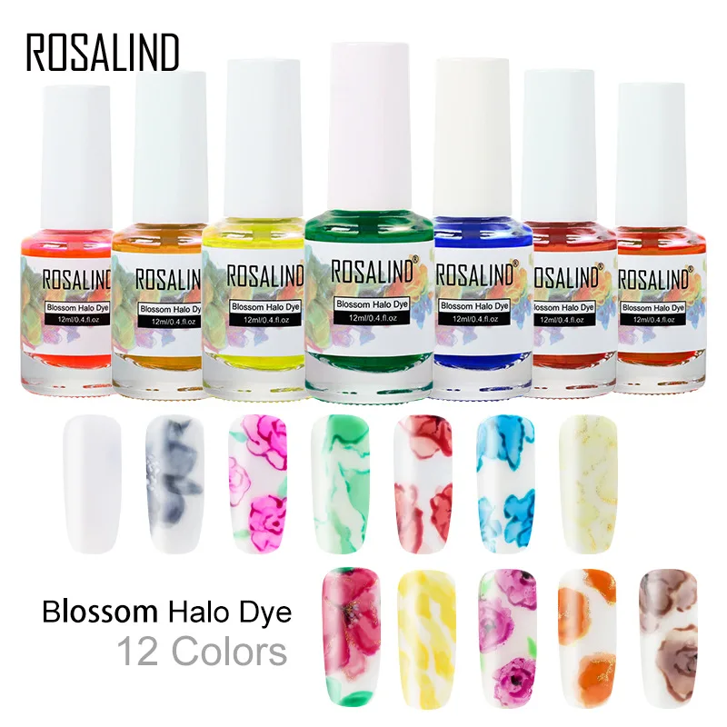 

ROSALIND New 12ml Nail Dye Liquid Coloring Marble Painted Water Model Liquid Dye Gel Coloring Phototherapy nail polish TSLM1