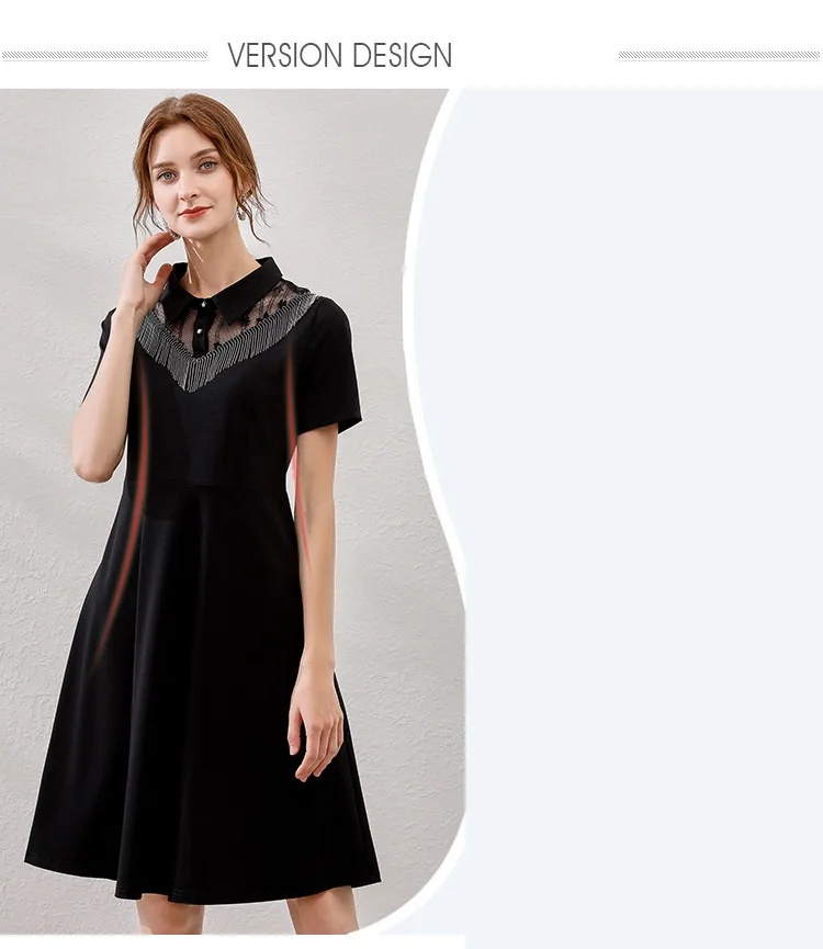 Waliifashion lace patchwork hollow out turn down collar elegant black dress slimming party dress chain tassels summer dress plus size5XL 8 16771533871_1746152143