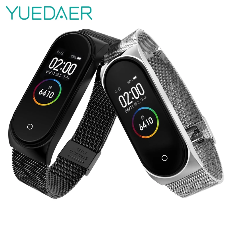 Умный Браслет YUEDAER, ремешок для Xiaomi mi, ремешок 3, металлический ремешок из нержавеющей стали для Xiaomi mi, ремешок 4, сменный Браслет mi Band 4