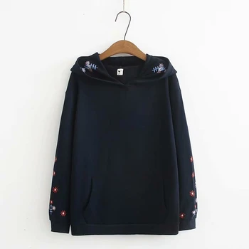 

Plus Size Women's Hooded Embroidery Pullover Long Sleeve Loose Hoodies Casual Hoodie Sportswear