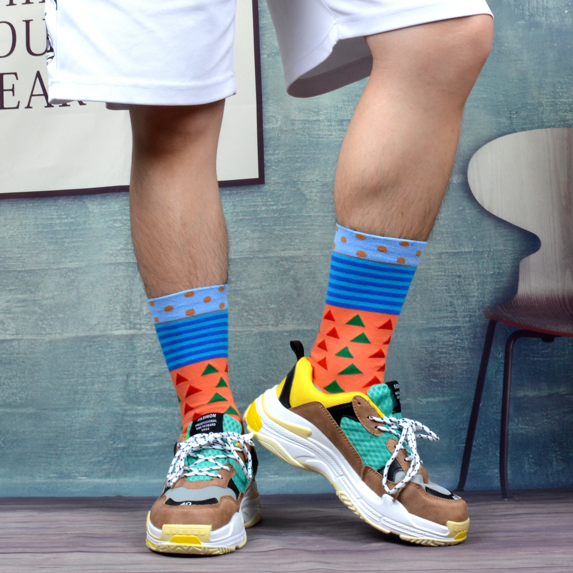 SANZETTI/12 пар/партия, мужские цветные забавные носки из чесаного хлопка, высококачественные носки в уличном стиле, подарок, носки Happpy